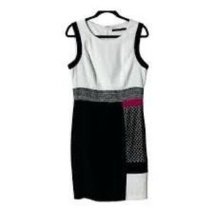 Ivanka Trump Size 6 Sleeveless Sheath Dress Colorblock Mix Pattern Professional